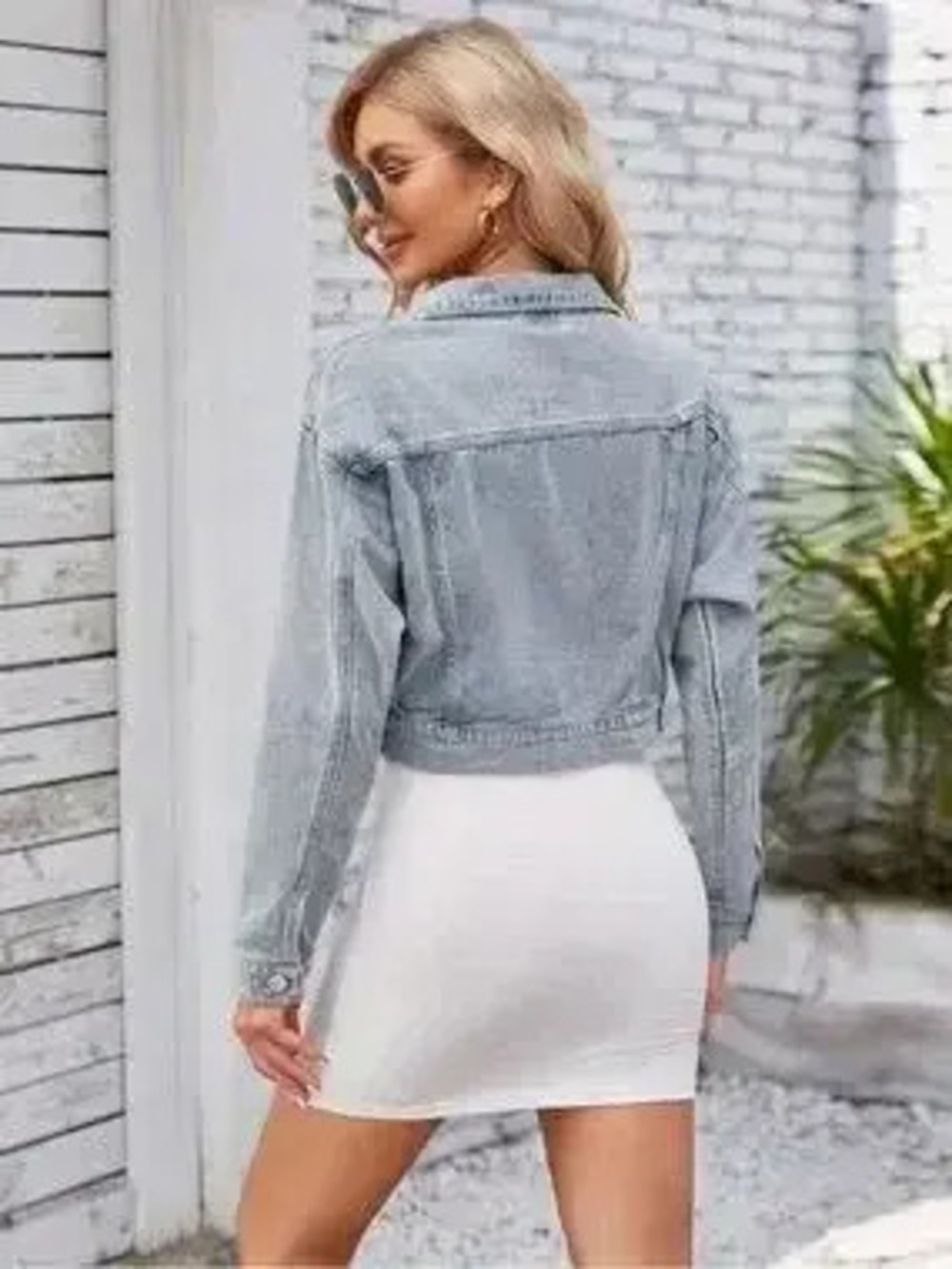 Pocketed Button Up Dropped Shoulder Denim Jacket - Picture 2 of 6